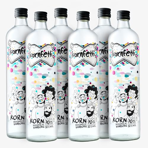 KORNFETTI KORN 32% vol. extrem milder Weizenkorn - 6x Dein klarer Festival Schnaps aus Hamburg 700ml für Cocktails oder Shots | samtig weich | extra großer Malzanteil von Kornfetti