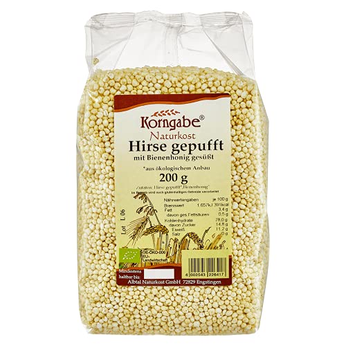 Korngabe Bio Hirse gepufft mit Honig 1er Pack (1 x 200 g) von Korngabe