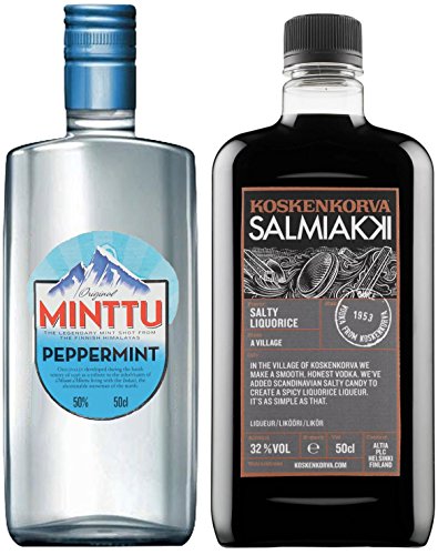 Koskenkorva Salmiakki (0,5l | 32% vol.) + Minttu Peppermint Original (0,5l | 50%vol.) von Koskenkorva & Minttu