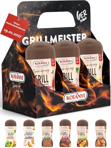 KOTÁNYI Grill Gewürze Geschenkset - 6er Träger - Geschenke für Männer - Grillzubehör & Gewürz Set für jedes BBQ - Grill Zubehör inkl. Magic Dust - [Jetzt Geburtstagsgeschenk für Männer bestellen!] von Kotanyi
