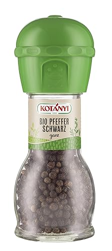 Kotanyi BIO Pfeffermühle, ganze schwarze Pfefferkörner mit Mühle, 45 g von Kotanyi
