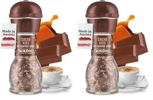 Kotányi My Coffee Spice Cacao Kiss, Kaffee Topping, wundervoll schokoladig mit feinen Schokostückchen, 2er Pack (1 x 63 g) von Kotanyi