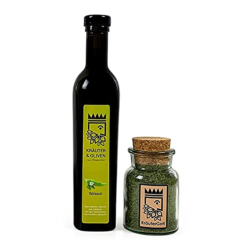 Bärlauch Set - Handgefertigtes Bärlauchsalz und Bärlauchöl aus preisgekröntem Olivenöl extra nativ aus Kalabrien von KräuterGott