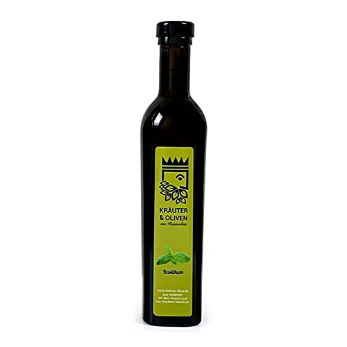 'Basilikum Öl - Original und handgefertigt von KräuterGott - 250ml preisgekröntes Olivenöl Extra Nativ mit frischem Basilikum von KräuterGott