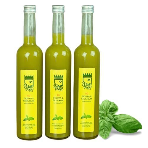 Bio Ingwerkonzentrat mit Basilikum - Dein gesunder Start in den Morgen - 100% natürlich von KräuterGott (1,5 Liter (3 Flaschen)) von KräuterGott
