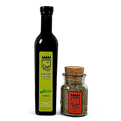 Salat Set von KräuterGott - Handgefertigtes Tomatensalz und Basilikumöl aus Extra Nativem Olivenöl und frischem Basiliikum von KräuterGott