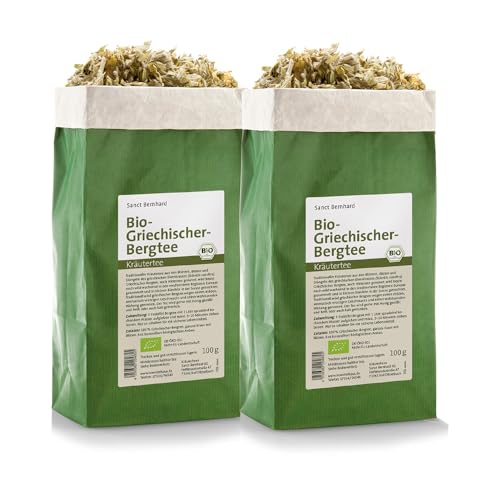 Sanct Bernhard Bio Griechischer Bergtee aus den Blättern, Blüten und Stängeln des griechischen Eisenkrautes (Sideritis sp.) | 2x 100 g von Kräuterhaus Sanct Bernhard