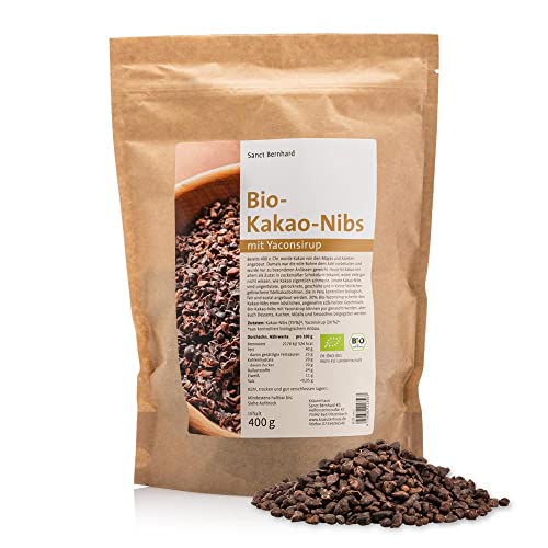 Sanct Bernhard Bio-Kakao-Nibs mit Yaconsirup | Mit 30% Bio-Yaconsirup | Kontrolliert biologisch, fair & sozial angebaut | 400g von Kräuterhaus Sanct Bernhard