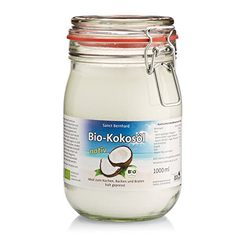 Sanct Bernhard Bio-Kokosöl kalt gepresst 1000 ml im Bügelglas von Kräuterhaus Sanct Bernhard