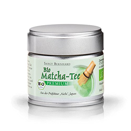 Sanct Bernhard Bio Matcha-Tee Premium-Qualität fein gemahlener grüner, gedämpfter Tee 30 g von Kräuterhaus Sanct Bernhard