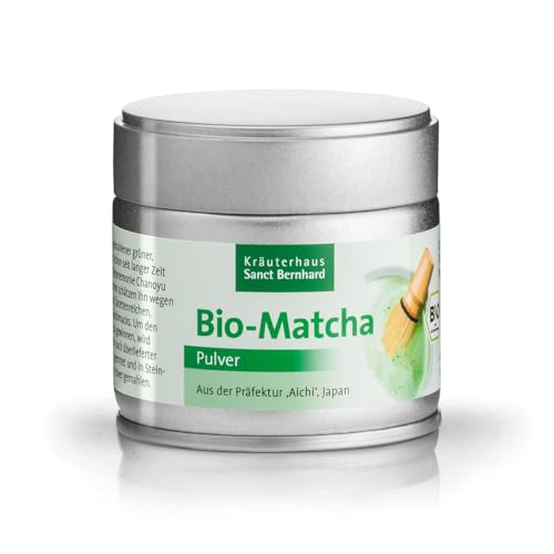 Sanct Bernhard Bio Matcha-Tee Premium-Qualität fein gemahlener grüner, gedämpfter Tee 30 g von Kräuterhaus Sanct Bernhard