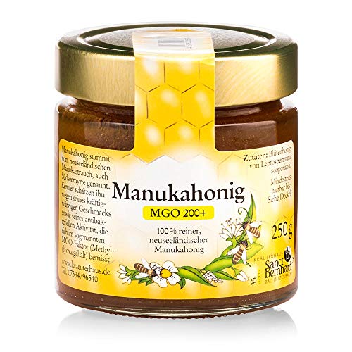 Sanct Bernhard Manuka-Honig MGO 200+ 100% rein, aus Neuseeland, mit antibakterieller Aktivität, Inhalt 250 g von Kräuterhaus Sanct Bernhard