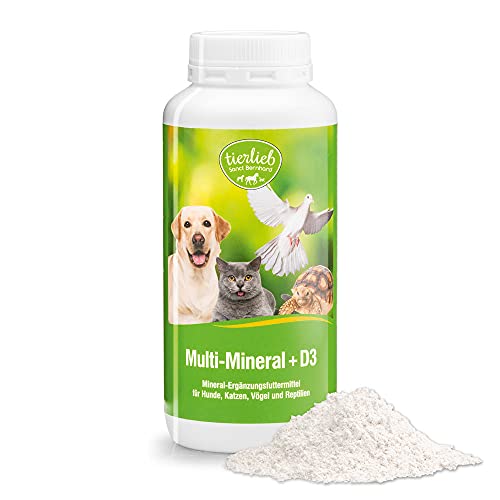 tierlieb Sanct Bernhard Multi-Mineral + D3 Ergänzungsfuttermittel für Hunde, Katzen, Vögel und Reptilien, Inhalt 200 g Pulver von Kräuterhaus Sanct Bernhard