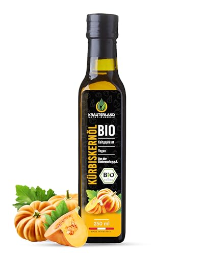 Kräuterland BIO Kürbiskernöl 250ml - Original steirisches Kürbisöl aus gerösteten Kürbiskernen - 100% rein, kaltgepresst, vegan - Premium Qualität aus der Steiermark von KRÄUTERLAND N A T U R - Ö L M Ü H L E