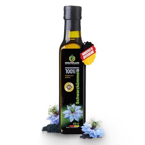 Kräuterland Schwarzkümmelöl 250ml - gefiltert, kaltgepresst, ägyptisch, 100% naturrein, mild - täglich mühlenfrisch, direkt vom Hersteller von KRÄUTERLAND N A T U R - Ö L M Ü H L E