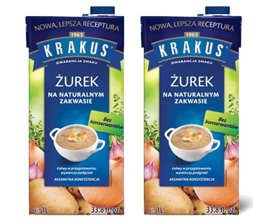 Krakus Zurek fertige Sauermehlsuppe - Roggensuppe 2 mal 1 Liter - Original aus Polen - polski Zurek zupa gotowa dwa razy 1 Litr von Krakus