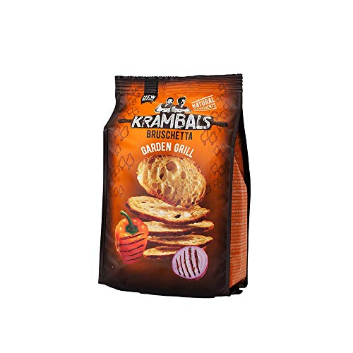 Krambals Bruschetta Brotchips – Garden Grill aromatisiertes gesundes Knabbergebäck, 70 g (12 Stück) von Krambals