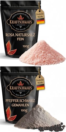 120g Salz und 120g Pfeffer für den Streuer von Krautschmaus, rosa Natursalz fein, bekannt als Himalaya Salz, Kristallsalz aus Salt Range Pakistan, schwarzer Pfeffer gemahlen 120g Salz und 120g Pfeffer für den Streuer von Krautschmaus, rosa Natursalz fein, bekannt als Himalaya Salz, Kristallsalz aus Salt Range Pakistan, schwarzer Pfeffer gemahlen von Krautschmaus JSD