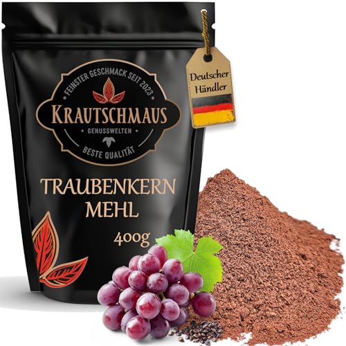 400g Traubenkernmehl von Krautschmaus, schonend gemahlen, Traubenkernpulver zum Backen und Kochen, ohne Zusatzstoffe von Krautschmaus JSD