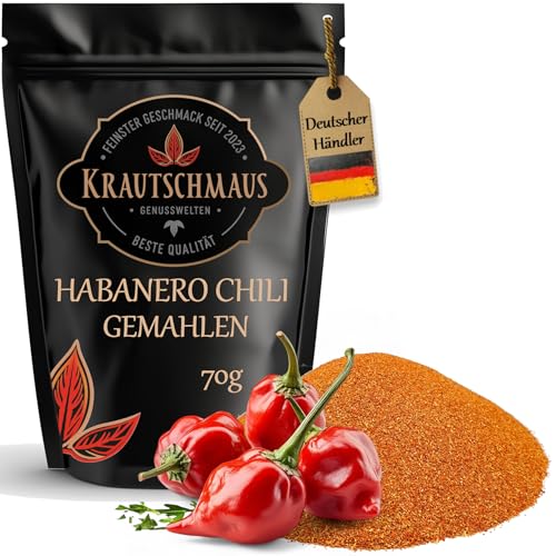 70g Habanero Chili gemahlen von Krautschmaus, EXTREM SCHARF, zum Würzen, Kochen und Verfeinern, sehr scharfes Chili Pulver, Habanero Pepper Chili, ohne Zusatzstoffe 70g Habanero Chili gemahlen von Krautschmaus, EXTREM SCHARF, zum Würzen, Kochen und Verfeinern, sehr scharfes Chili Pulver, Habanero Pepper Chili, ohne Zusatzstoffe von Krautschmaus JSD