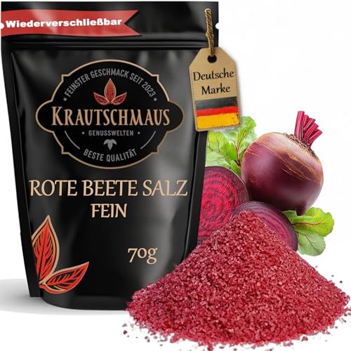 70g Rote Beete Salz von Krautschmaus, Kräutersalz, zum Würzen, Kochen und Braten, gemischt mit rosa Natursalz fein, bekannt als Himalaya Salz, Kristallsalz aus Salt Range Pakistan 70g Rote Beete Salz von Krautschmaus, Kräutersalz, zum Würzen, Kochen und Braten, gemischt mit rosa Natursalz fein, bekannt als Himalaya Salz, Kristallsalz aus Salt Range Pakistan von Krautschmaus JSD