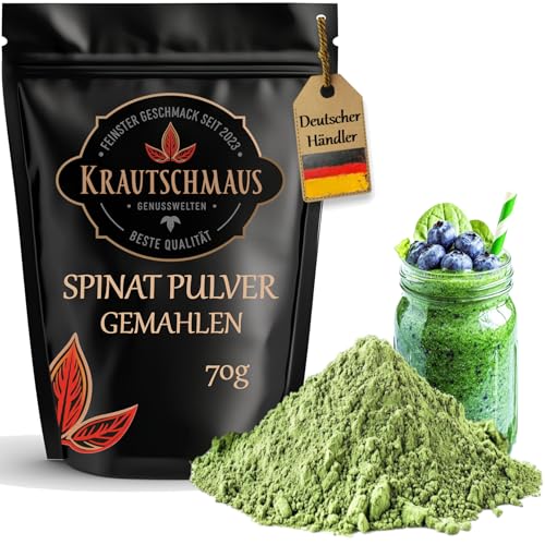 70g Spinatpulver von Krautschmaus, zum Würzen und Kochen, schonend getrocknet und gemahlen, intensive Farbe, für Desserts, Smoothies und Joghurts, ohne Zusatzstoffe 70g Spinatpulver von Krautschmaus, zum Würzen und Kochen, schonend getrocknet und gemahlen, intensive Farbe, für Desserts, Smoothies und Joghurts, ohne Zusatzstoffe von Krautschmaus JSD
