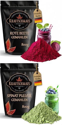 800g Rote Beete Pulver, 800g Spinatpulver von Krautschmaus, für Desserts, Smoothies, Milkshakes und Joghurts, zum Kochen, getrocknet, gemahlen, intensive Farbe, natürliche Lebensmittelfarbe, je 800g 800g Rote Beete Pulver, 800g Spinatpulver von Krautschmaus, für Desserts, Smoothies, Milkshakes und Joghurts, zum Kochen, getrocknet, gemahlen, intensive Farbe, natürliche Lebensmittelfarbe, je 800g von Krautschmaus JSD