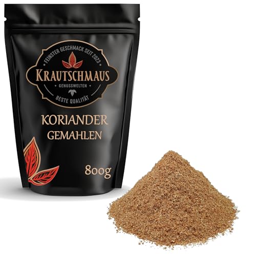 800g Koriander gemahlen von Krautschmaus, Coriander Gewürz, Korianderpulver, Koriandersamen Pulver, Koriandergewürz ohne Zusatzstoffe von Krautschmaus