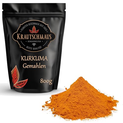 800g Kurkuma Pulver von Krautschmaus, Kurkumapulver gemahlen, Curcuma Gewürz, fein gemahlene Kurkumawurzel, Curcumapulver ohne Zusatzstoffe von Krautschmaus
