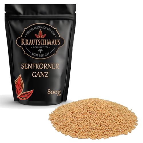 800g Senfkörner von Krautschmaus, Senfsamen, Senfsaat zum Würzen, Kochen, Einlegen und für Marinade, Senf Samen ohne Zusatzstoffe von Krautschmaus