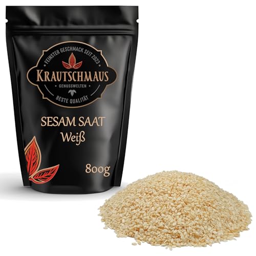 800g Sesam ganz von Krautschmaus, Sesamkörner zum Backen, Sesamsamen, Sesamkerne, Sesamsaat, Sesam Gewürz ohne Zusatzstoffe, Vegan von Krautschmaus