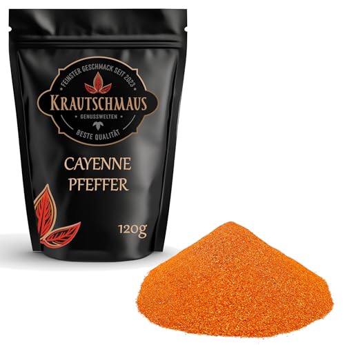 Krautschmaus Cayennepfeffer gemahlen 120g, Cayenne Pfeffer, Chilipfeffer Pulver, Chili Pfeffer Gewürz, Cayennepfefferpulver, Premium Qualität ohne Zusatzstoffe von Krautschmaus