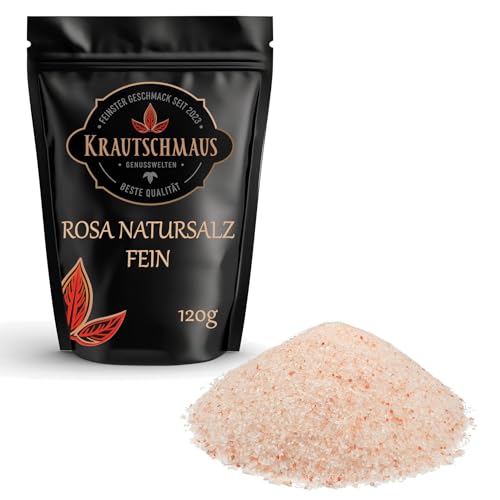 Krautschmaus Himalaya Salz fein 120g, Kristallsalz rosa aus Punjab Pakistan, feines Steinsalz, pinkes Speisesalz, Natursalz ohne Zusatzstoffe von Krautschmaus