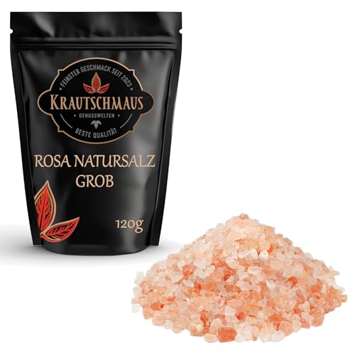 Krautschmaus Himalaya Salz grob 120g, Kristallsalz rosa aus Punjab Pakistan, grobes Steinsalz, pinkes Speisesalz, Natursalz ohne Zusatzstoffe von Krautschmaus