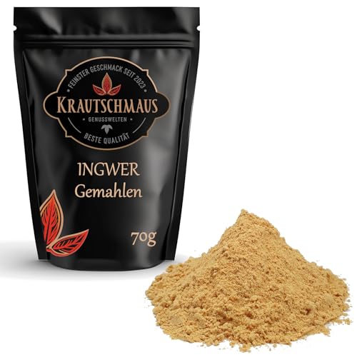 70g Ingwerpulver von Krautschmaus, Ingwer Pulver gemahlen, Ingwer Gewürz, Ingwergewürz, gemahlene Ingwerwurzel ohne Zusatzstoffe von Krautschmaus