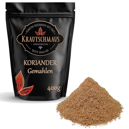 Krautschmaus Koriander gemahlen 400g, Coriander Gewürz, Korianderpulver, Koriandersamen Pulver, Koriandergewürz ohne Zusatzstoffe von Krautschmaus