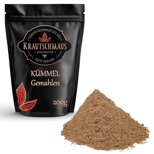 Krautschmaus Kümmel gemahlen, gemahlene Kümmelsamen, Kümmelsaat, echter Kümmel Gewürz, Kümmelpulver, ohne Zusatzstoffe 200g von Krautschmaus