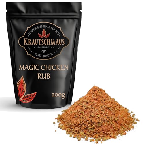 Krautschmaus Magic Chicken Rub 200g, Hähnchen Gewürz, Gewürzmischung Geflügel, BBQ Trockenmarinade, Spicy Grillhähnchen Würzmischung ohne Zusatzstoffe von Krautschmaus