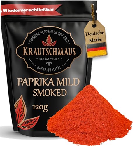 Krautschmaus Paprika geräuchert Gewürz, Paprikapulver geräuchert 120g, geräuchertes Paprikagewürz smoked, gemahlenes Rauchpaprika Pulver mild, ohne Zusatzstoffe von Krautschmaus