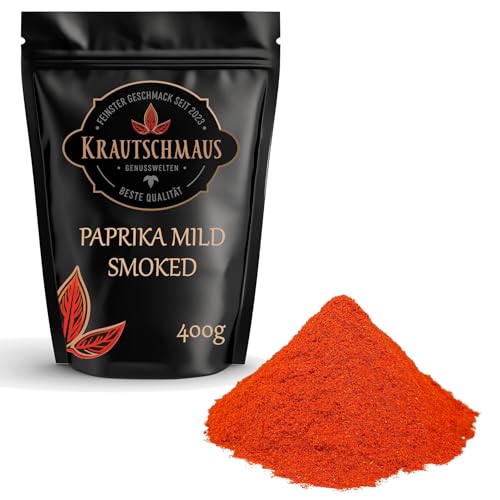 Krautschmaus Paprika geräuchert Gewürz, Paprikapulver geräuchert 400g, geräuchertes Paprikagewürz smoked, gemahlenes Rauchpaprika Pulver mild, ohne Zusatzstoffe von Krautschmaus