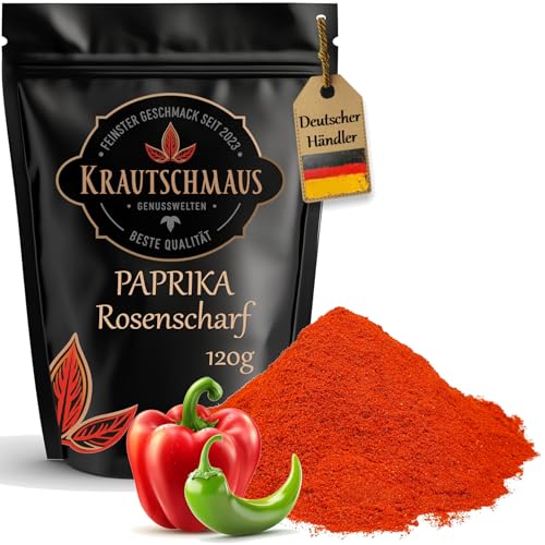 Krautschmaus Paprika rosenscharf 120g, Paprikapulver scharf, Paprika gemahlen, Paprikagewürz ohne Zusatzstoffe von Krautschmaus