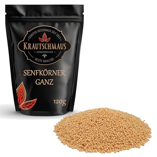 Krautschmaus Senfkörner 120g, Senfsamen, Senfsaat zum Würzen, Kochen, Einlegen und für Marinade, Senf Samen ohne Zusatzstoffe von Krautschmaus