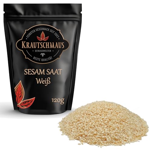 Krautschmaus Sesam ganz 120g, Sesamkörner zum Backen, Sesamsamen, Sesamkerne, Sesamsaat, Sesam Gewürz ohne Zusatzstoffe, Vegan von Krautschmaus