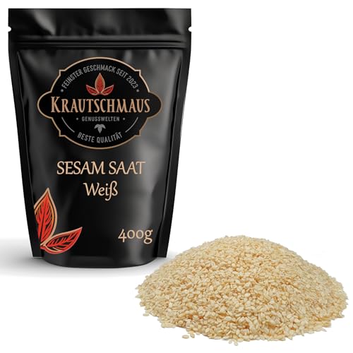 Krautschmaus Sesam ganz 400g, Sesamkörner zum Backen, Sesamsamen, Sesamkerne, Sesamsaat, Sesam Gewürz ohne Zusatzstoffe, Vegan von Krautschmaus