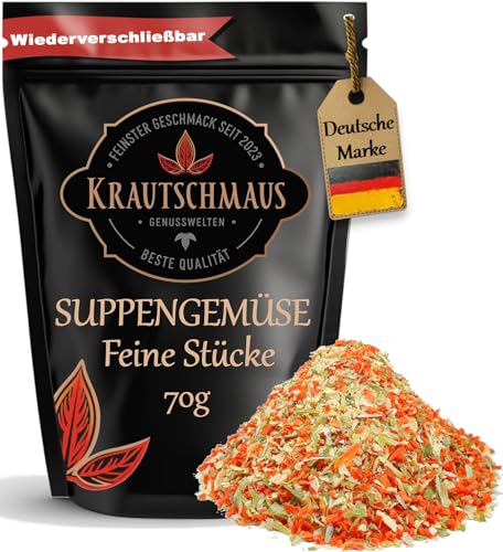 70g Suppengemüse getrocknet von Krautschmaus, Suppengewürz ohne Zusatzstoffe, Suppe Gemüse, Premium Suppengrün getrocknet von Krautschmaus