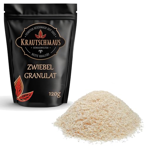 Krautschmaus Zwiebel Granulat 120g, Zwiebelgranulat grob, granulierte Zwiebeln, Zwiebelpulver, Zwiebeln gemahlen, Zwiebelgewürz ohne Zusatzstoffe von Krautschmaus