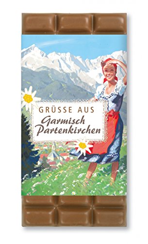 Krönner Nostalgische Grüße aus Garmisch-Partenkirchen | Bayern | Edel - Vollmilch 38% / 100 g Tafelschokolade Motiv: Magd auf Bergwiese Krönner Nostalgische Grüße aus Garmisch-Partenkirchen | Bayern | Edel - Vollmilch 38% / 100 g Tafelschokolade Motiv: Magd auf Bergwiese von KRÖNNER KAFFEEHAUS . KONDITOREI . CHOCOLATIER GARMISCH-PARTENKIRCHEN