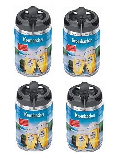 4 x Krombacher Pils Frische-Fässchen, 5 Liter 4,8% vol. Partyfass von Krombacher