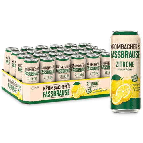 Krombacher’s Fassbrause Zitrone naturtrüb Dose (24 x 0,5 l) von Krombacher