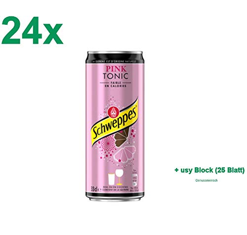 Schweppes Pink Tonic Kalorienarm 24x0,33l Dose + usy Block von Krombacher